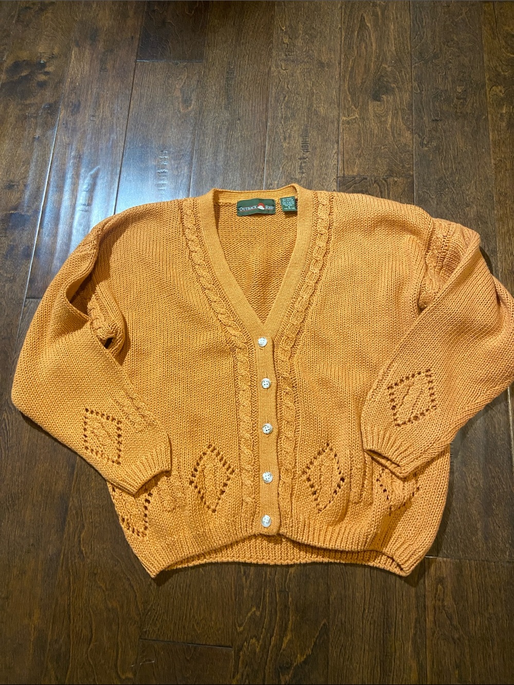 Vintage Outback Red knit cardigan SZ S pumpkin orange color fall/autumn